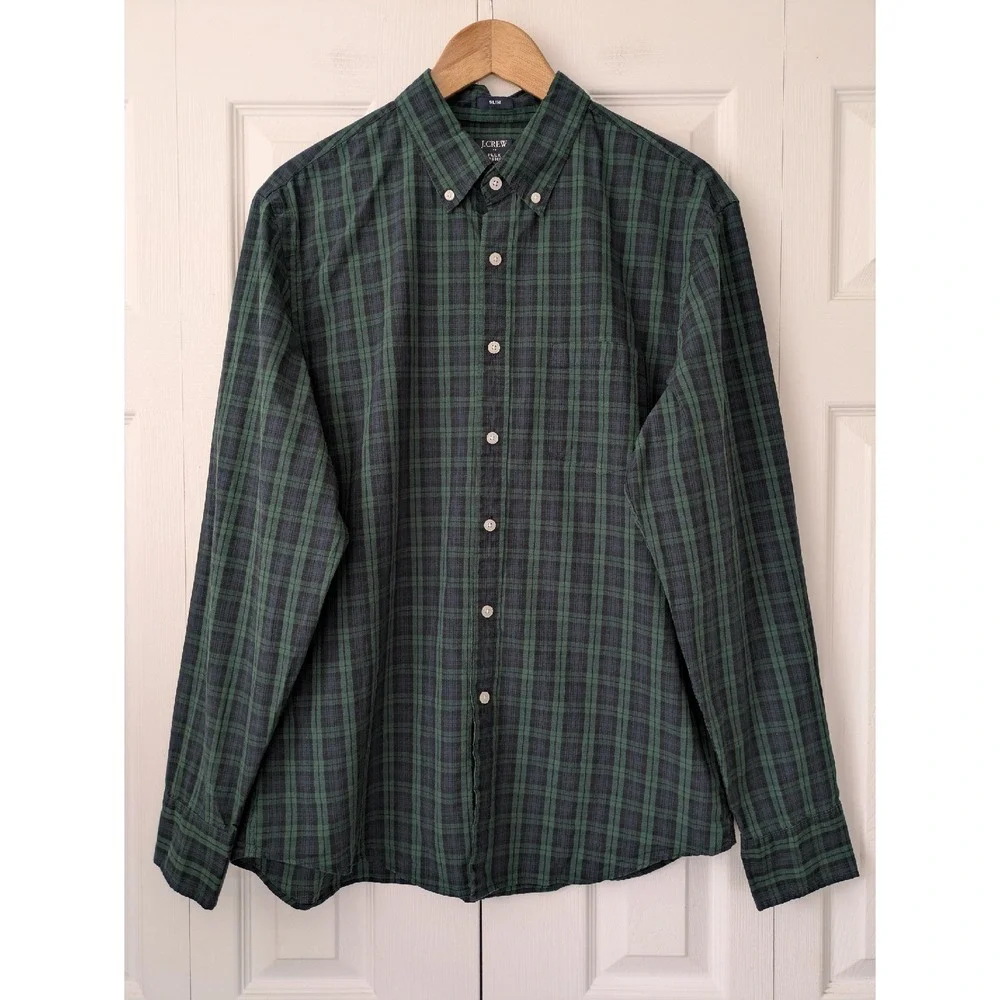 J. Crew Factory Slim flex casual shirt Mens Large Forest Black‎ NWT $89 BI050